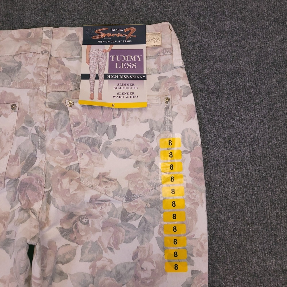 NWT Seven7 Jeans Women Sz 8 (30x30) Tummyless High Rise Skinny Floral‎ MSRP 69 - Picture 4 of 16